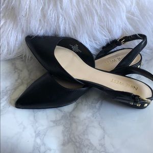 Black Slingbacks with Gold Stud Detail